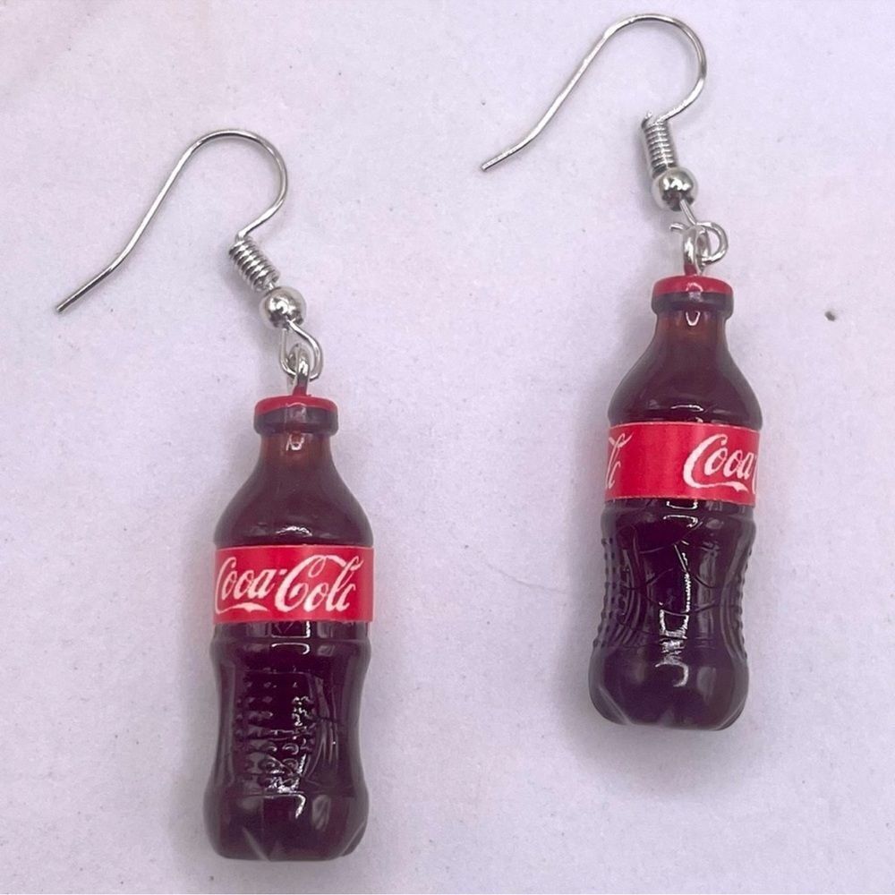 ⭐️3/$25⭐️ Fun Coca Cola Dangle Silver Tone Earrings NWT